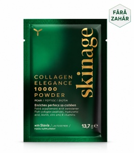 10 000 mg hidrolizált tengeri kollagén, kellemes fekete cseresznye ízzel, hialuronsavval és C-vitaminnal, 500 ml, Skinage