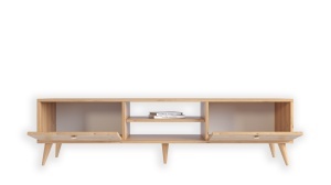 Comodă TV din lemn masiv cu spații de depozitare și design scandinav - Img 2
