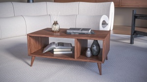 Măsuță de cafea, Nuc deschis – design modern cu spațiu de depozitare