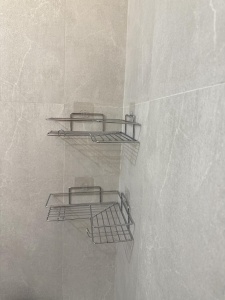 Set 2 etajere baie fără găurire – prindere prin lipire, finisaj cromat - Img 5