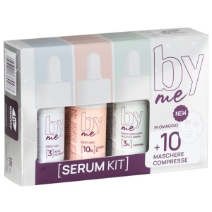 3 db 30 ml-es szérumkészlet (hialuronsav-szérum, C-vitamin-szérum, koffeintartalmú szemkörnyék-szérum) + 10 db tömörített maszk