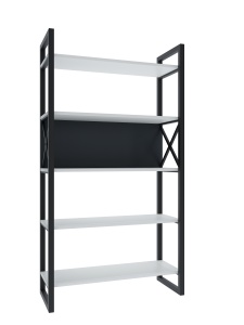Bibliotecă metalică, culoare alb / antracit cu 4 polițe – design modern - Img 3