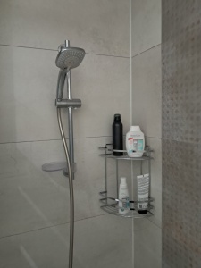 Etajeră colț baie pe 2 niveluri, finisaj cromat, prindere prin lipire – montaj rapid in 5 minute, fără găurire - Img 3
