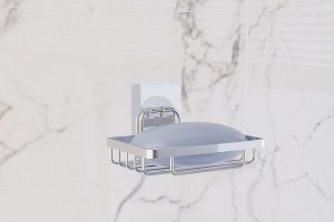 Săpunieră baie cu finisaj cromat – prindere prin lipire, montaj rapid fără găurire, design modern