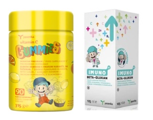 C-vitaminos zselék a gyermekek immunrendszerének erősítésére + Imuno Beta Glucan, 125 ml (gyermekek számára készült immunerősítő szirup)