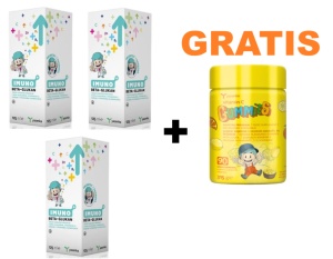 Imuno Beta Glucan 125 ml, 3 db + C-vitaminos zselék, 3 éves kortól és felnőtteknek, INGYEN