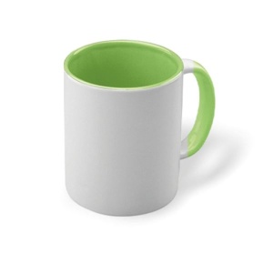 Cană ceramică alb/verde lime
