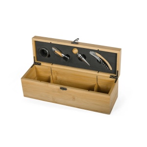 Cutie din Bambus pentru Vin cu 4 Accesorii - Img 3