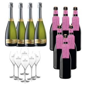 Pachet 10 Sticle Fiocco di Vite Brachetto și Spumant Dulce Sprintoso+ 6 Pahare Cadou