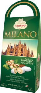 Migdale în Ciocolată Albă cu Aromă de Fistic Milano Crispo 150gr