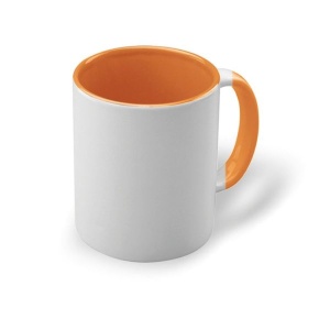 Cană ceramică alb/orange