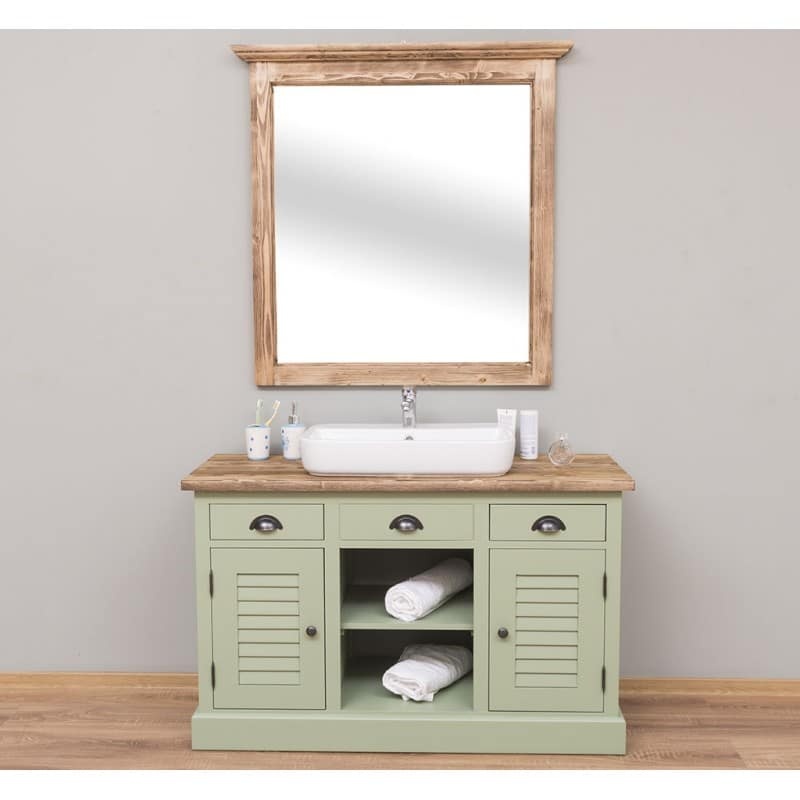 Set mobilier de baie Azore lemn masiv, masca un lavoar + oglinda