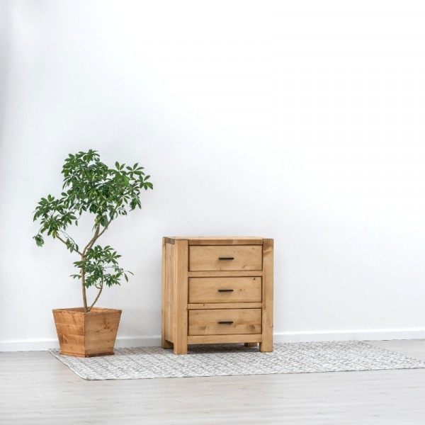 Comoda 3 sertare Ecuador, Lemn masiv rustic, 70 x 45 x 80 cm