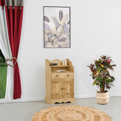 Comoda Rustic Flame cu 2 usi 1 sertar, Lemn masiv rustic, 64 x 42 x 103 cm
