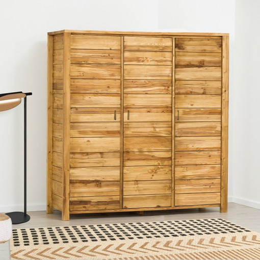 Dulap cu 3 usi Colibri, Lemn masiv rustic, 170 x 60 x 200 cm
