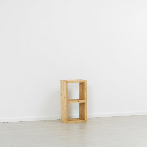 Etajera Cub Rustic Flame cu 1 polita, lemn masiv rustic, 43 x 35 x 82 cm