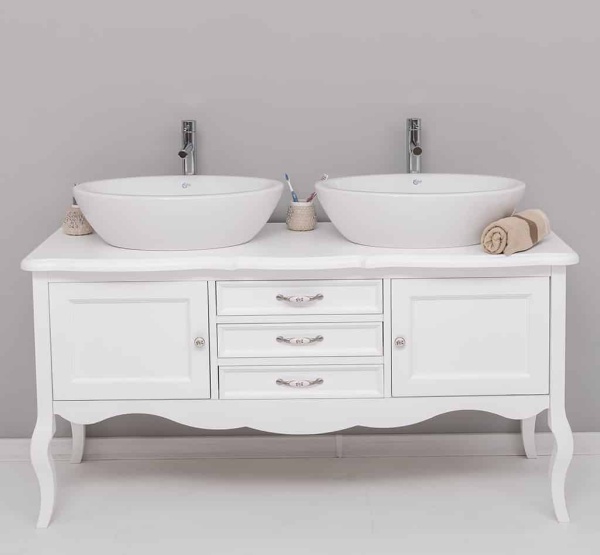 Masca lavoar dublu lemn masiv Shabby Rustic, 2 usi si 3 sertare, 150 x 54 x 75 cm