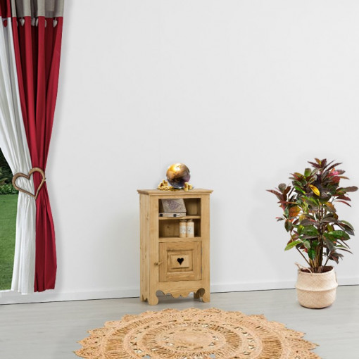 Comoda Rustic Flame cu 1 usa si nisa Lemn masiv rustic, 55 x 30 x 91 cm