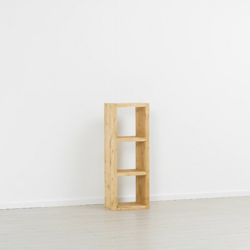 Etajera Cub Rustic Flame cu 2 polite, lemn masiv rustic, 43 x 35 x 121 cm