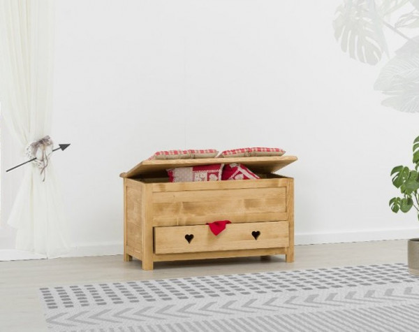 Lada zestre / Cufar Rustic Love cu 1 sertar, Lemn masiv rustic, 100 x 50 x 55 cm
