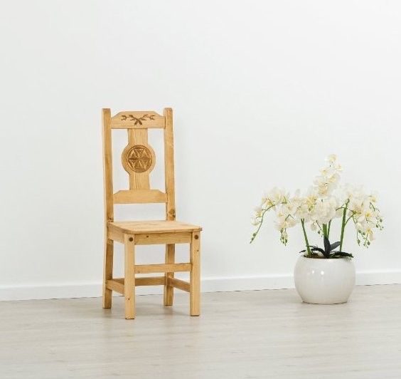 Scaun sculptura pe 1 fata Ursul Carpatin, Lemn masiv rustic, 40 x 42 x 101 cm