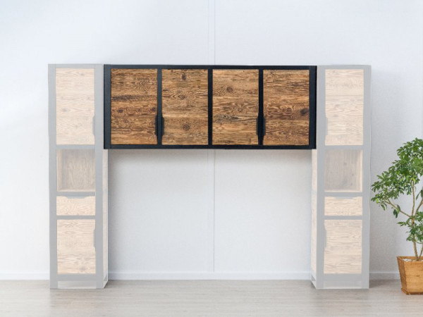 Dulap suspendat Rustic Loft cu 4 usi, Lemn masiv rustic, 200 x 40 x 79 cm