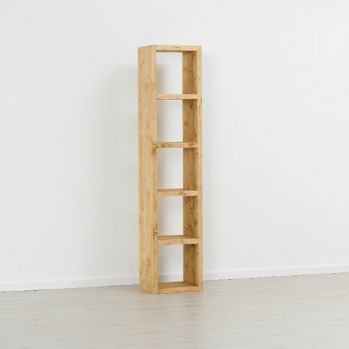 Etajera Cub Rustic Flame cu 4 polite, lemn masiv rustic, 43 x 35 x 199 cm