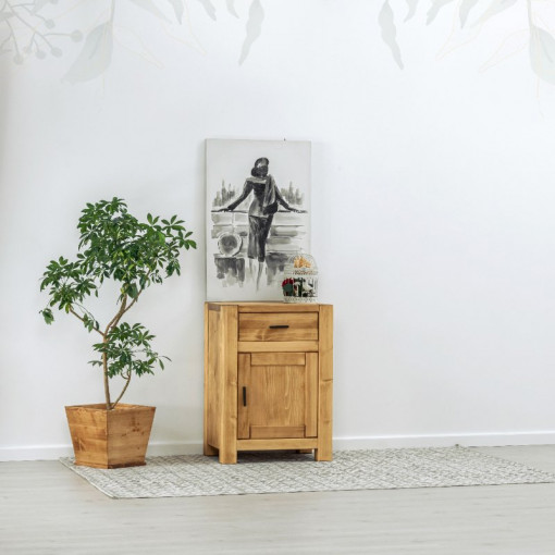 Comoda 1 usa si 1 sertar Ecuador, Lemn masiv rustic, 61 x 46 x 85 cm