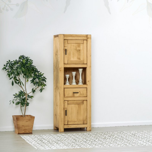 Dulap 2 usi, 1 sertar si nisa Ecuador, Lemn masiv rustic, 61 x 46 x 180 cm