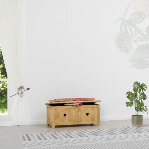 Cufar / Lada zestre Rustic Love cu 1 sertar, Lemn masiv rustic, 100 x 42 x 44 cm