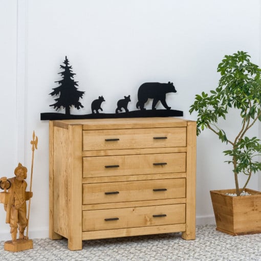 Comoda cu 4 sertare Ecuador, Lemn masiv rustic, 100 x 48 x 90 cm