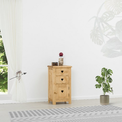 Comoda Rustic Love 1 usa si 2 sertare, Lemn masiv rustic, 48 x 42 x 89 cm