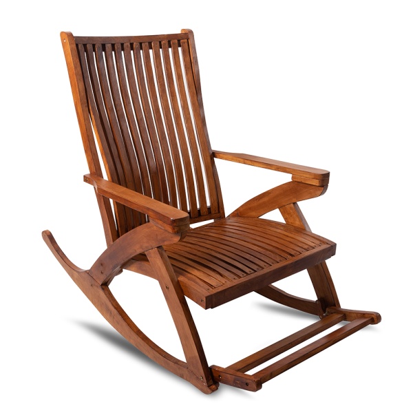 Scaun Balansoar Lemn Masiv Tania, finisaj TEK, 132 x 72 x 120 cm