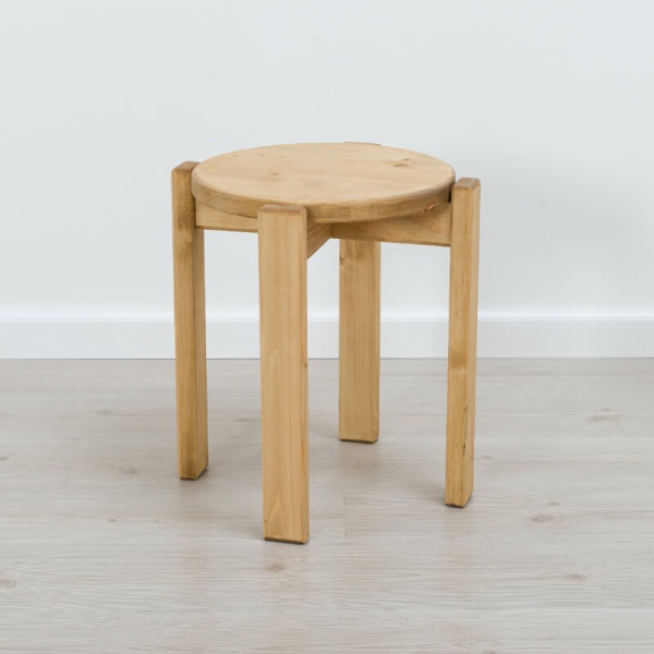 Scaun / Taburet stivuibil Rustic Flame lemn masiv, 41 x 41 x 45 cm