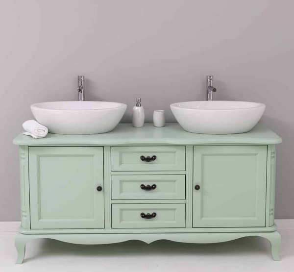 Masca de baie Shabby Rustic Lemn Masiv, 2 usi si 3 seratare158 x 54 x 75 cm