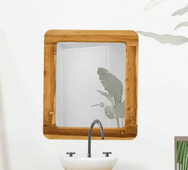 Oglinda de baie Sahara, Lemn masiv rustic, 60 x 3 x 70 cm