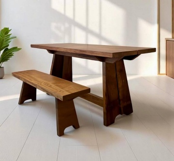 Bancuta Makambi lemn masiv iroko, 120 × 32 × 42 cm, alege esenta