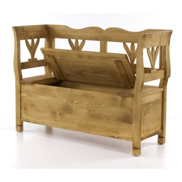 Bancuta rustica cu lada Crenguta, lemn masiv, 128 x 46 x 93 cm - Img 2