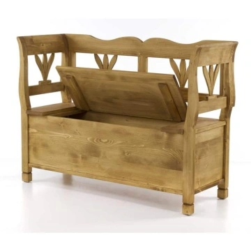 Bancuta rustica cu lada Crenguta, lemn masiv, 128 x 46 x 93 cm - Img 2