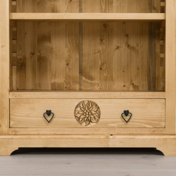 Biblioteca 1 usa si 5 etajere Ursul Carpatin, Lemn masiv rustic, 90 x 38 x 200 cm - Img 2