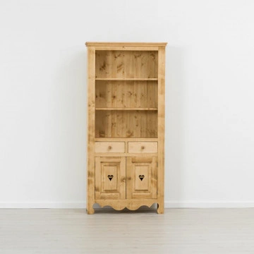 Biblioteca Cabana cu 2 usi si 2 sertare, Lemn masiv rustic, 93 x 38 x 196 cm - Img 4