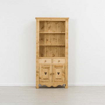 Biblioteca Rustic Flame 2 usi si 2 sertare, Lemn masiv rustic, 93 x 38 x 196 cm - Img 4