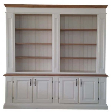Biblioteca Toscana lemn masiv tei, finisaj alb unt + natur antik, 230 x 47/35 x 235 cm - Img 2