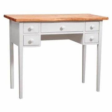Birou Dolce Toscana cu 5 sertare lemn masiv tei, alb unt + natur antik, 100 x 48 x 80 cm - Img 2