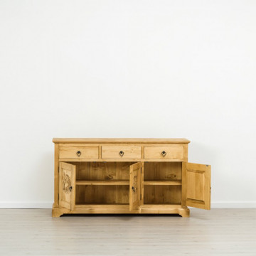 Bufet 3 usi si 3 sertare Ursul Carpatin, Lemn masiv rustic, 153 x 46 x 85 cm - Img 6