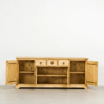 Bufet 4 usi si 3 sertare Rustic Chalet, Lemn masiv rustic, 200 x 46 x 85 cm - Img 4