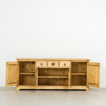 Bufet 4 usi si 3 sertare Ursul Carpatin, Lemn masiv rustic, 200 x 46 x 85 cm - Img 4