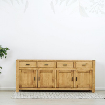 Bufet 4 usi si 4 sertare Ecuador, Lemn masiv rustic, 220 x 50 x 90 cm - Img 4