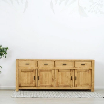 Bufet 4 usi si 4 sertare Ecuador, Lemn masiv rustic, 220 x 50 x 90 cm - Img 4