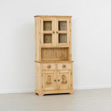 Bufet bucatarie rustic 4 usi, 2 sertare Rustic Chalet, Lemn masiv rustic, 92 x 38/46 x 200 cm - Img 5